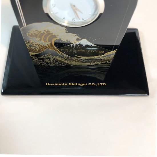 蒔絵ガラス置き時計 浪裏