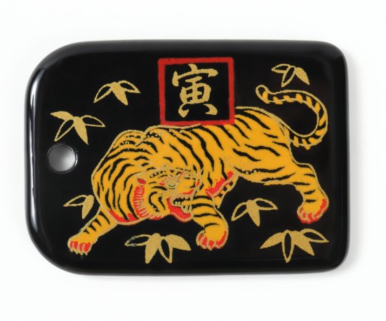 蒔絵根付 十二支標準型・寅(黒)