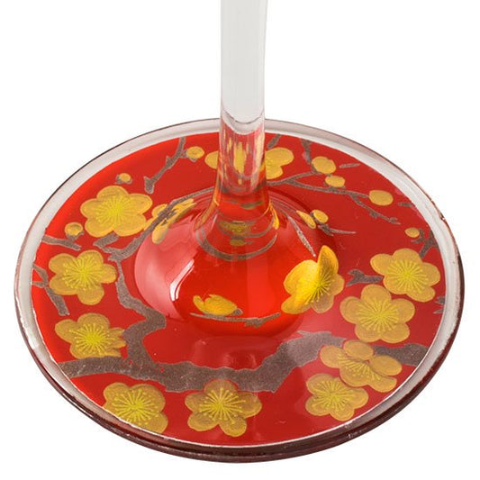 21-6蒔絵ワイングラス 紅梅