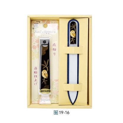 19-16 蒔絵爪切り・爪ヤスリセット ふくろう
