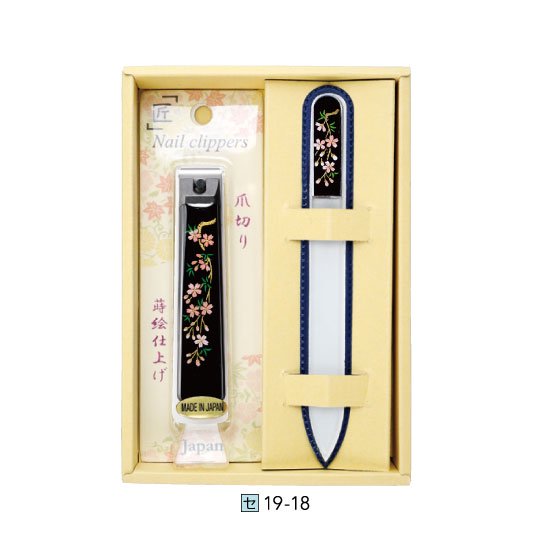 19-18 蒔絵爪切り・爪ヤスリセット しだれ桜