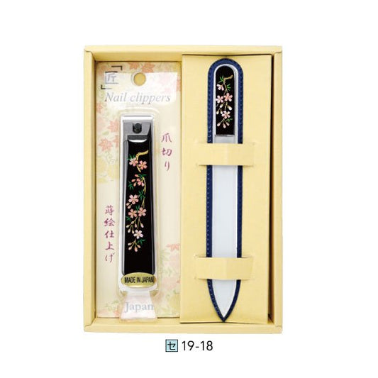 19-18 蒔絵爪切り・爪ヤスリセット しだれ桜