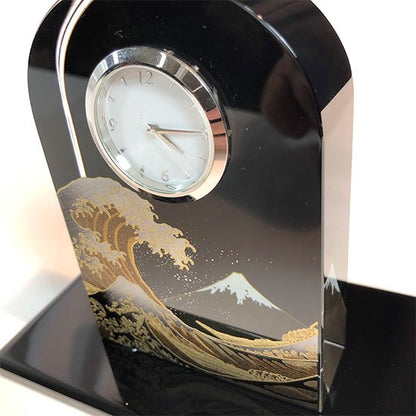 蒔絵ガラス置き時計 浪裏