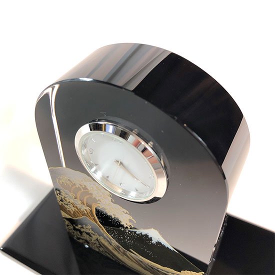 蒔絵ガラス置き時計 浪裏