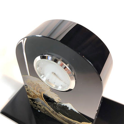 蒔絵ガラス置き時計 浪裏