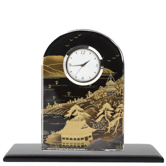 蒔絵ガラス置き時計 山水