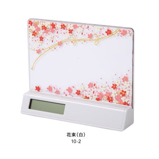 10-2 蒔絵時計付き写真立て「集い」 花束（白）