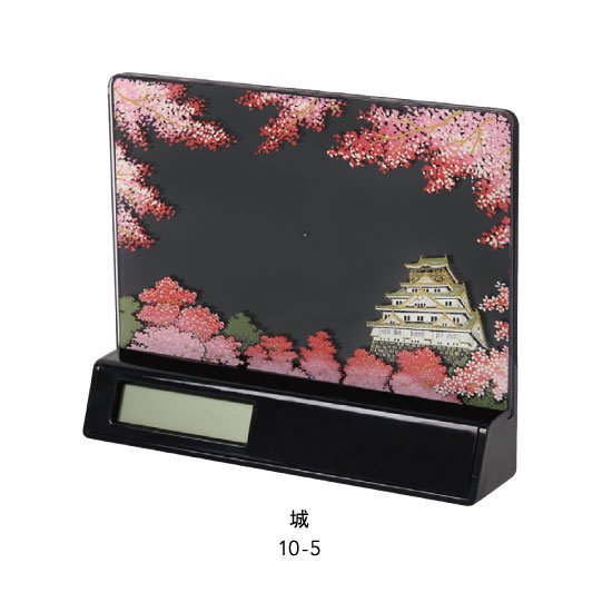 10-5 蒔絵時計付き写真立て「集い」 城