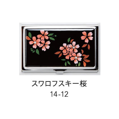 14-12 蒔絵カードケース シルバー 桐箱入り・桜