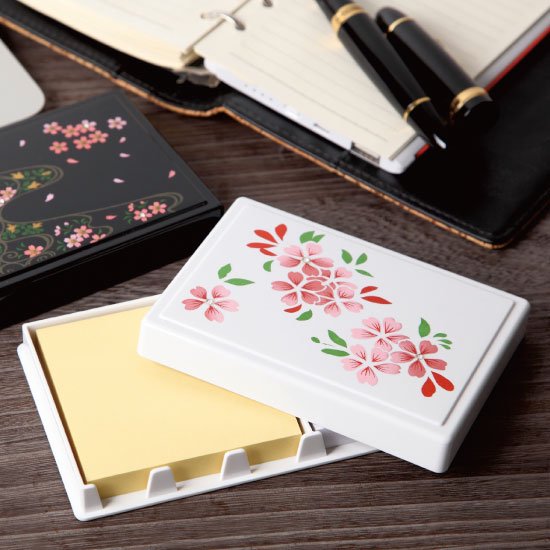 16-4 付箋ケース（雅 MIYABI） 紙箱入り・ 桜（白）
