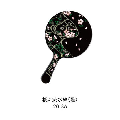20-36 蒔絵手鏡・桜に流水紋（黒）