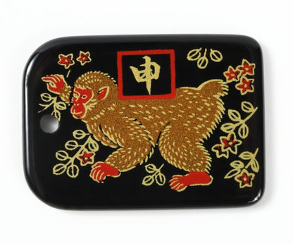 蒔絵根付 十二支標準型・申（黒）