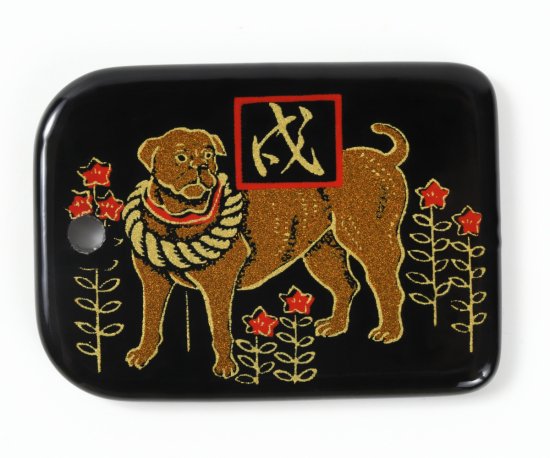 蒔絵根付 十二支標準型・戌（黒）