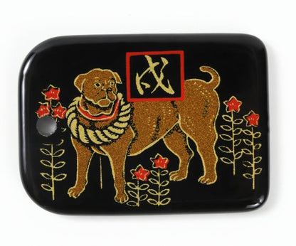 蒔絵根付 十二支標準型・戌（黒）